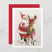 ビンテージクリスマスサンタウィズベビー鹿 シーズンカード (正面/裏面)