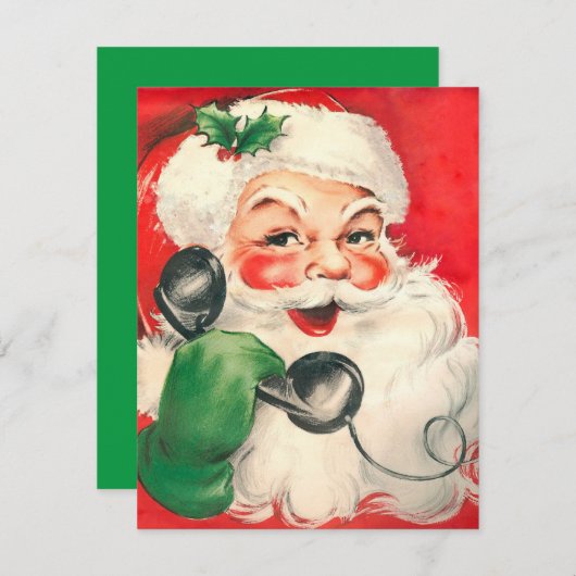 ビンテージクリスマスサンタオンフォン シーズンカード (正面/裏面)