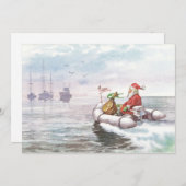 ビンテージクリスマスサンタオンボート シーズンカード (正面/裏面)