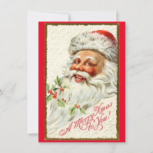 ビンテージクリスマスサンタクロスホリデーカード シーズンカード (正面)