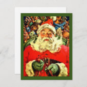 ビンテージクリスマスサンタクロスホリデーカード シーズンカード (正面/裏面)