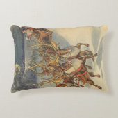 ビンテージクリスマスサンタクロースそりトナカイ アクセントクッション (正面)