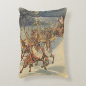 ビンテージクリスマスサンタクロースそりトナカイ アクセントクッション (正面(垂直))