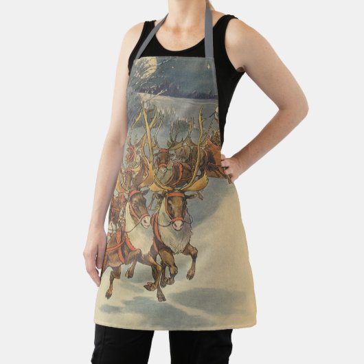ビンテージクリスマスサンタクロースそりトナカイ エプロン (インサイチュ)