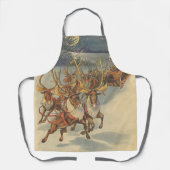 ビンテージクリスマスサンタクロースそりトナカイ エプロン (正面)