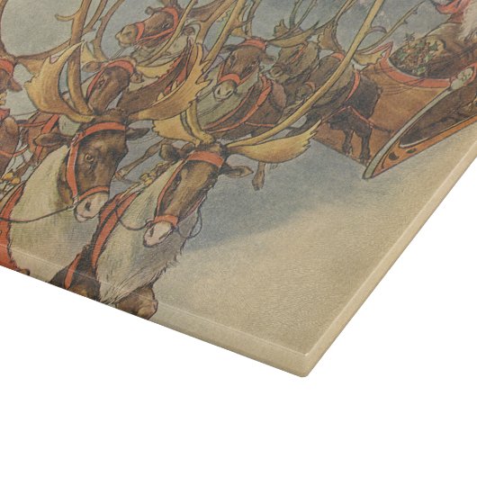 ビンテージクリスマスサンタクロースそりトナカイ カッティングボード (角)