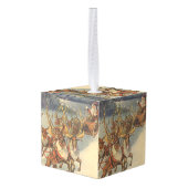 ビンテージクリスマスサンタクロースそりトナカイ キューブオーナメント (裏面アングル)