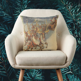 ビンテージクリスマスサンタクロースそりトナカイ クッション