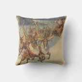 ビンテージクリスマスサンタクロースそりトナカイ クッション (裏面)