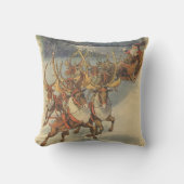 ビンテージクリスマスサンタクロースそりトナカイ クッション (正面)