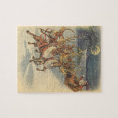 ビンテージクリスマスサンタクロースそりトナカイ ジグソーパズル (横)