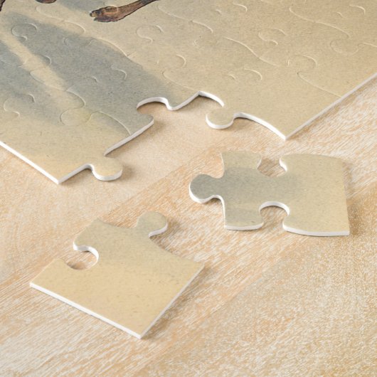 ビンテージクリスマスサンタクロースそりトナカイ ジグソーパズル (側面)