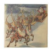 ビンテージクリスマスサンタクロースそりトナカイ タイル (正面)