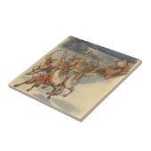 ビンテージクリスマスサンタクロースそりトナカイ タイル (側面)