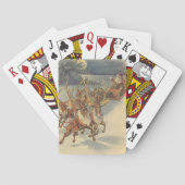 ビンテージクリスマスサンタクロースそりトナカイ トランプ (裏面)