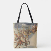 ビンテージクリスマスサンタクロースそりトナカイ トートバッグ (裏面)