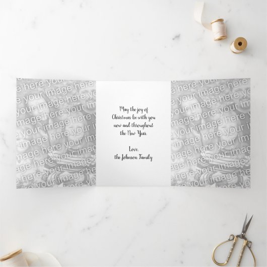 ビンテージクリスマスサンタクロースそりトナカイ 三つ折りクリスマスカード (内部)