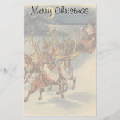 ビンテージクリスマスサンタクロースそりトナカイ 便箋 (正面)