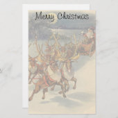 ビンテージクリスマスサンタクロースそりトナカイ 便箋 (正面/裏面)