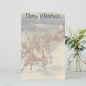 ビンテージクリスマスサンタクロースそりトナカイ 便箋 (スタンド正面)