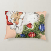 ビンテージクリスマスサンタクロースとツリーオーナメント アクセントクッション (裏面)