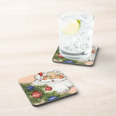 ビンテージクリスマスサンタクロースとツリーオーナメント コースター (右側)