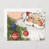 ビンテージクリスマスサンタクロースとツリーオーナメント シーズンポストカード (正面/裏面)