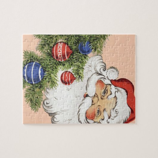 ビンテージクリスマスサンタクロースとツリーオーナメント ジグソーパズル (横)