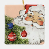 ビンテージクリスマスサンタクロースとツリーオーナメント セラミックオーナメント (正面)