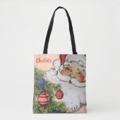 ビンテージクリスマスサンタクロースとツリーオーナメント トートバッグ (正面)