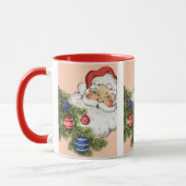 ビンテージクリスマスサンタクロースとツリーオーナメント マグカップ (左)