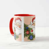 ビンテージクリスマスサンタクロースとツリーオーナメント マグカップ (正面左)