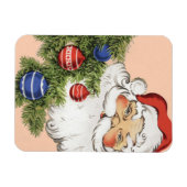 ビンテージクリスマスサンタクロースとツリーオーナメント マグネット (横)