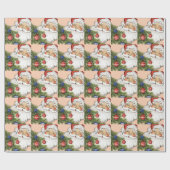 ビンテージクリスマスサンタクロースとツリーオーナメント ラッピングペーパー (フラット)