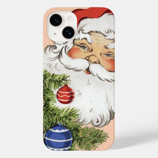 ビンテージクリスマスサンタクロースとツリーオーナメント Case-Mate iPhoneケース (裏面)