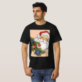 ビンテージクリスマスサンタクロースとツリーオーナメント Tシャツ (正面フル)