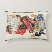 ビンテージクリスマスサンタクロースと子供のダンス アクセントクッション (正面)