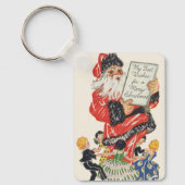 ビンテージクリスマスサンタクロースと子供のダンス キーホルダー (正面)