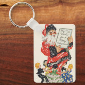 ビンテージクリスマスサンタクロースと子供のダンス キーホルダー (正面)