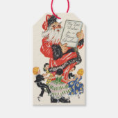 ビンテージクリスマスサンタクロースと子供のダンス ギフトタグ (正面)