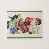 ビンテージクリスマスサンタクロースと子供のダンス ジグソーパズル (横)