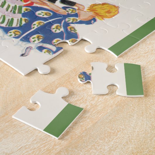 ビンテージクリスマスサンタクロースと子供のダンス ジグソーパズル (側面)