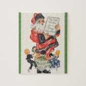 ビンテージクリスマスサンタクロースと子供のダンス ジグソーパズル (縦)