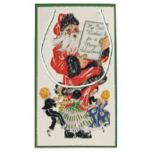 ビンテージクリスマスサンタクロースと子供のダンス スモールペーパーバッグ (裏面)