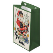 ビンテージクリスマスサンタクロースと子供のダンス スモールペーパーバッグ (正面アングル)