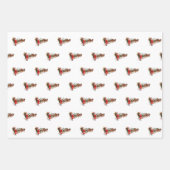 ビンテージクリスマスサンタクロースのトナカイそり ラッピングペーパーシート (正面3)