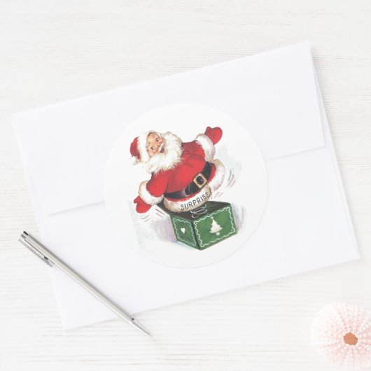 ビンテージクリスマスサンタクロースの驚き ラウンドシール (封筒)