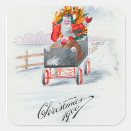 ビンテージクリスマスサンタクロースパーティー スクエアシール