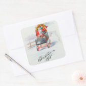 ビンテージクリスマスサンタクロースパーティー スクエアシール (封筒)