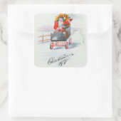 ビンテージクリスマスサンタクロースパーティー スクエアシール (バッグ)